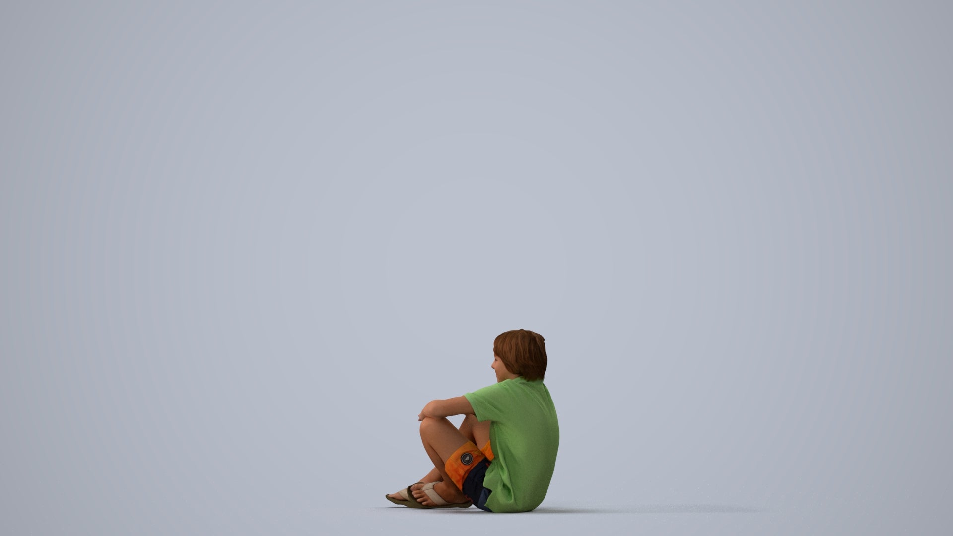 photogrammetry 3D boy kids, realistic human model archviz FBX, three-quarter view render