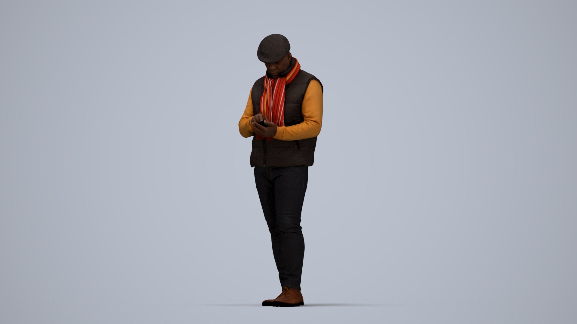 3D scanned man standing casual, photorealistic archviz people for Enscape and SketchUp, top-down view render
