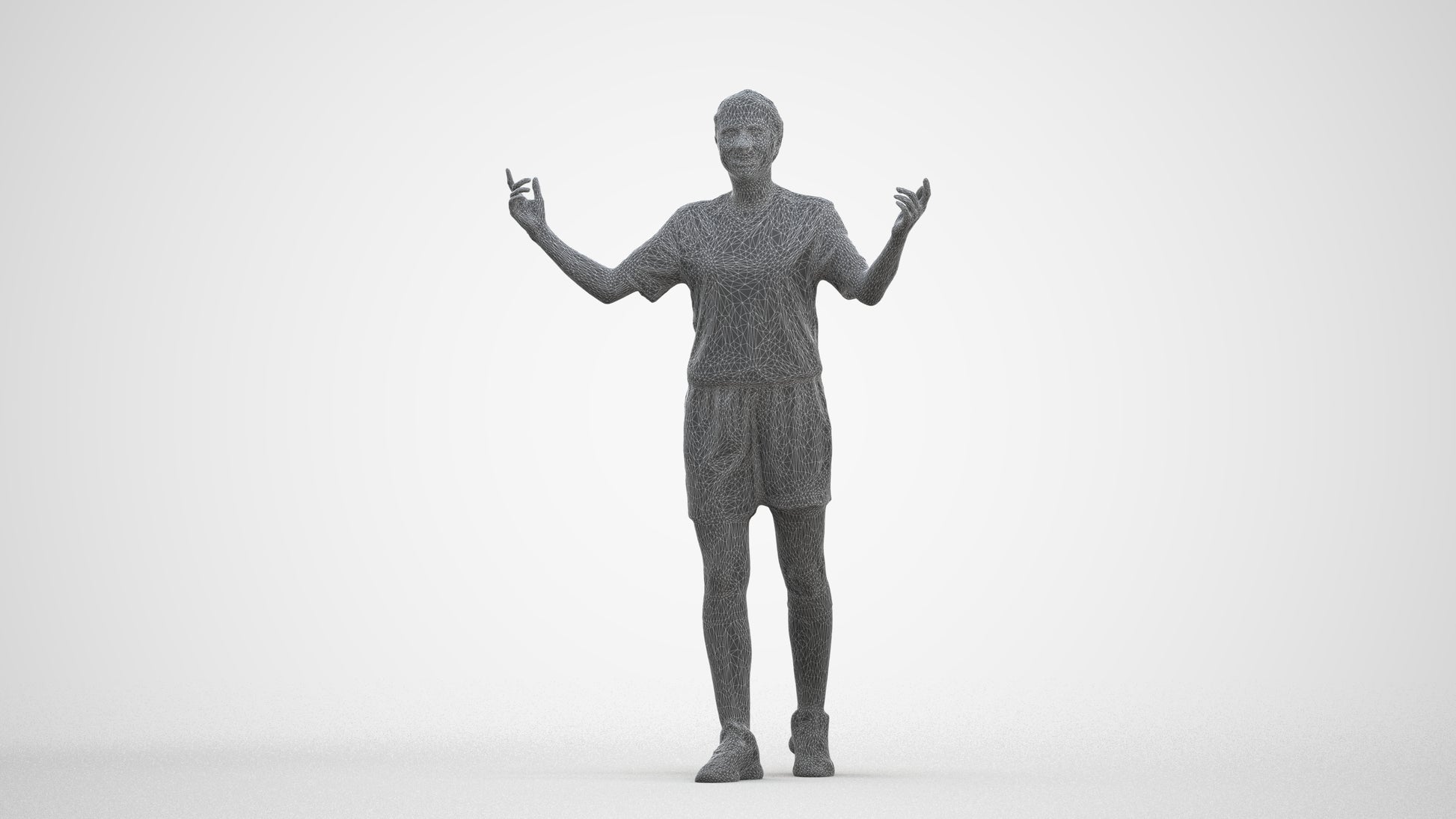 scanned 3D woman sport, photogrammetry people for Enscape and V-Ray, three-quarter front view render