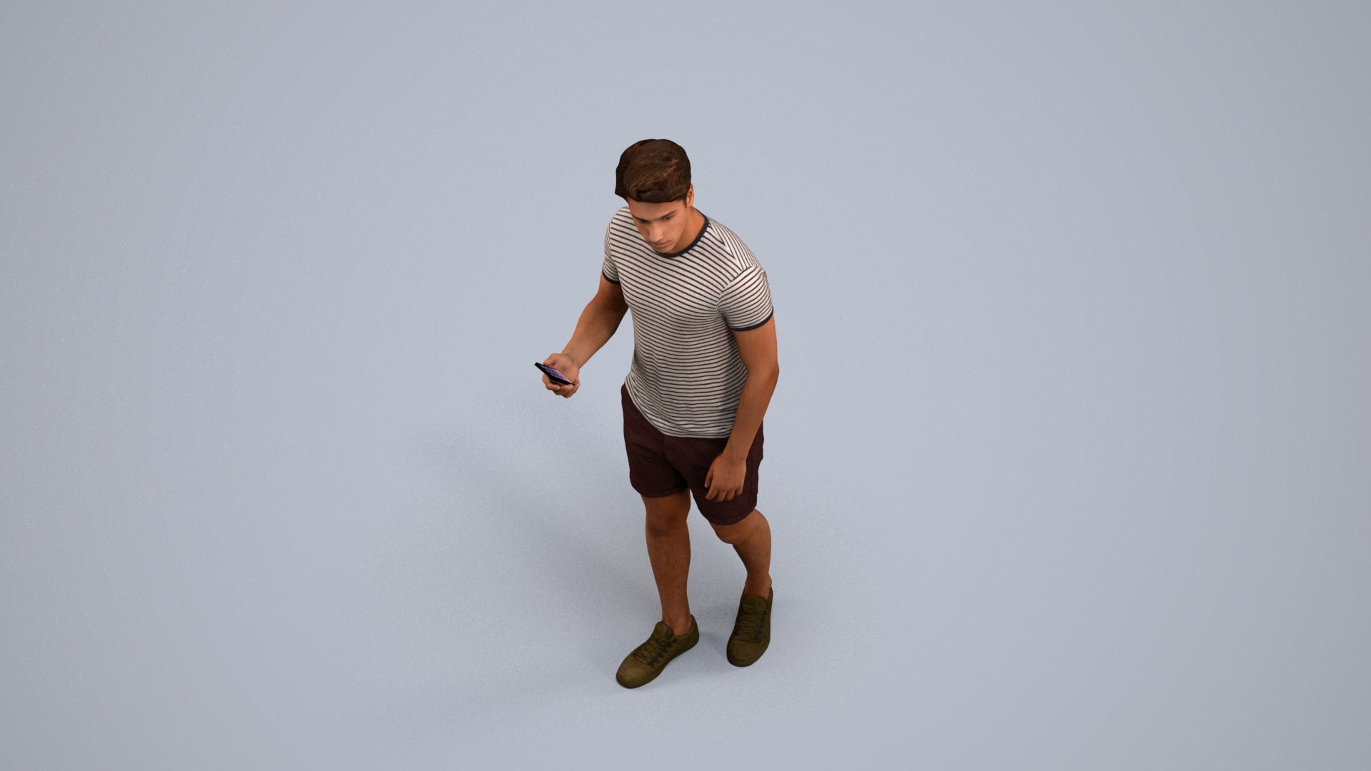 realistic 3D human man casual standing, archviz people FBX OBJ for Blender, back view render