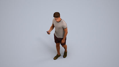 realistic 3D human man casual standing, archviz people FBX OBJ for Blender, back view render
