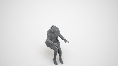 3D human model woman business, photogrammetry scanned person for archviz, wireframe three-quarter view