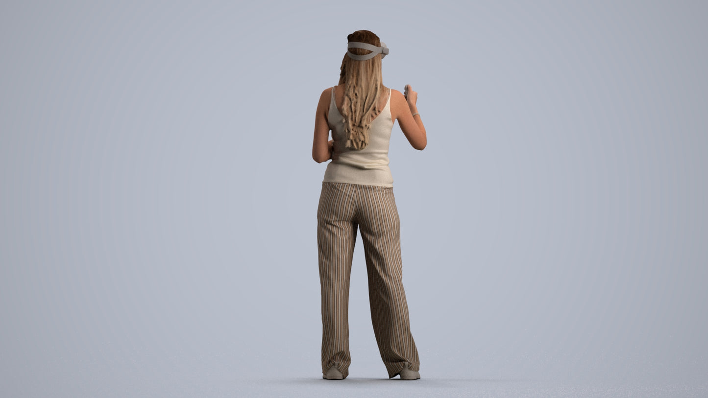 realistic 3D people woman casual standing, render-ready for V-Ray and Corona, FBX OBJ, front view render