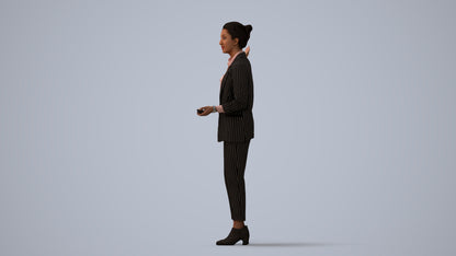 photogrammetry 3D woman business, realistic human model archviz FBX, three-quarter view render
