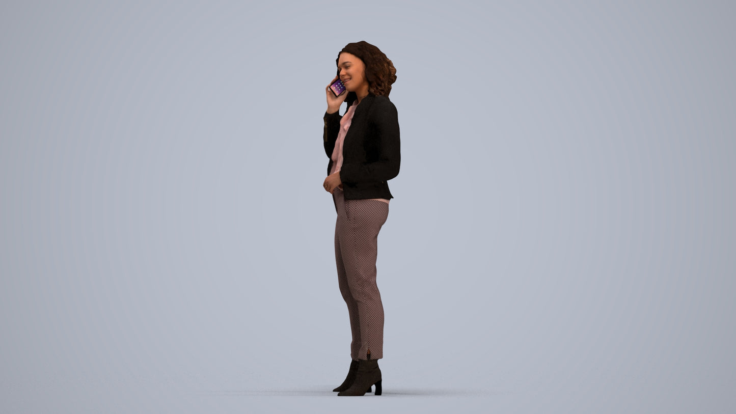 scanned 3D woman business standing, photogrammetry people for Enscape and V-Ray, standing pose render