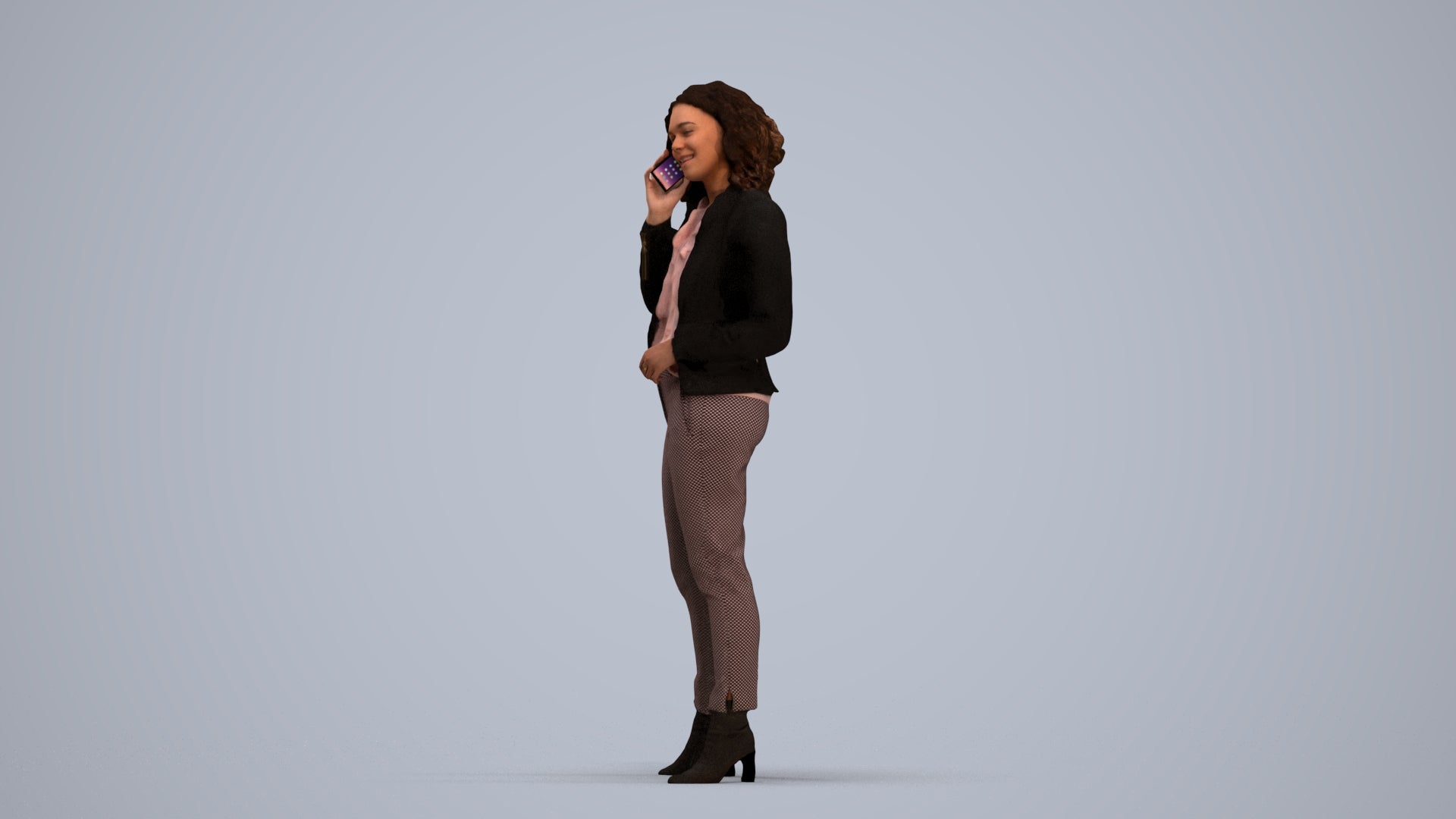 scanned 3D woman business standing, photogrammetry people for Enscape and V-Ray, standing pose render