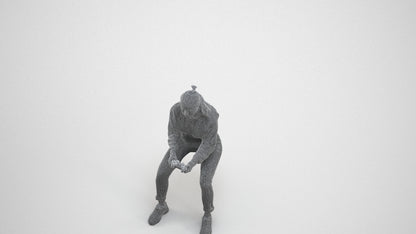 3D scanned woman sitting, photorealistic archviz people for Enscape and SketchUp, wireframe three-quarter view