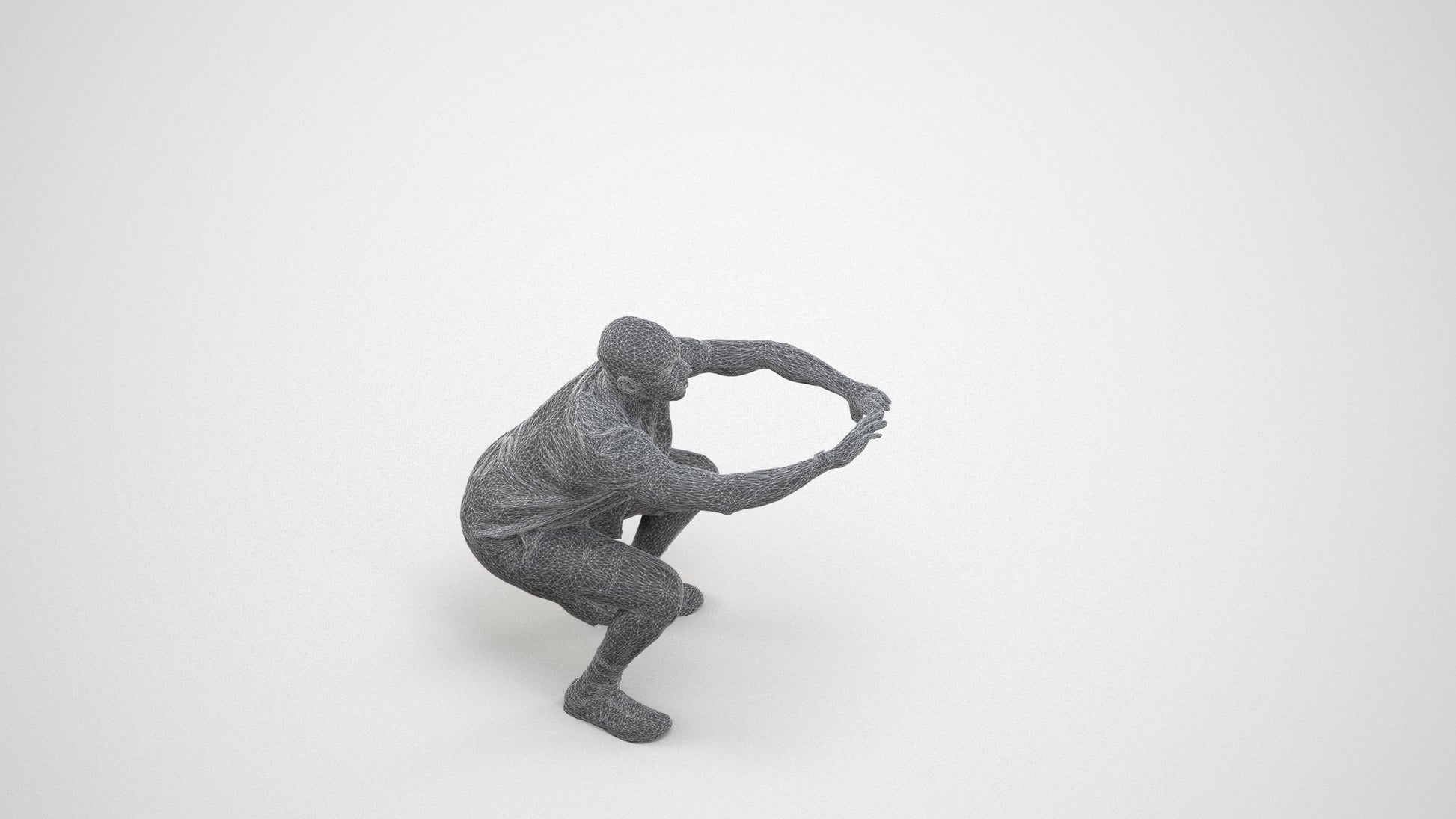 photogrammetry 3D man sport, realistic human model archviz FBX, wireframe three-quarter view