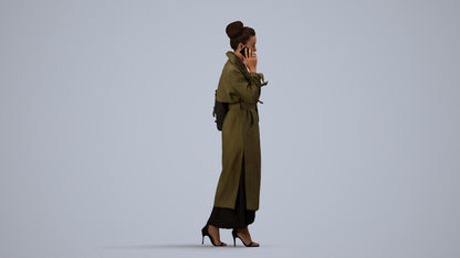 scanned 3D woman business standing, photogrammetry people for Enscape and V-Ray, side view render