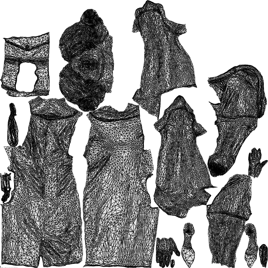realistic 3D woman casual walking, scanned archviz people for Blender and 3ds Max, wireframe top-down view