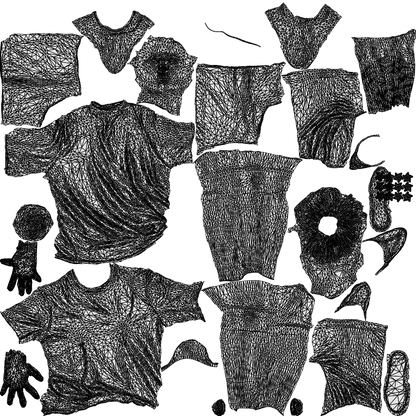 realistic 3D girl sport, scanned archviz people for Blender and 3ds Max, wireframe top-down view