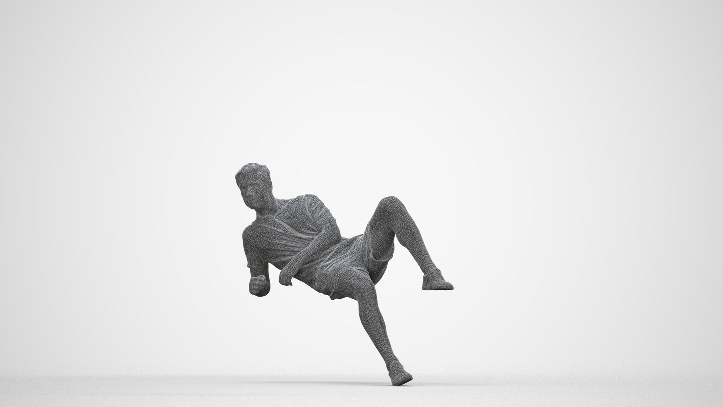 3D human model man casual sitting, photogrammetry scanned person for archviz, wireframe back view