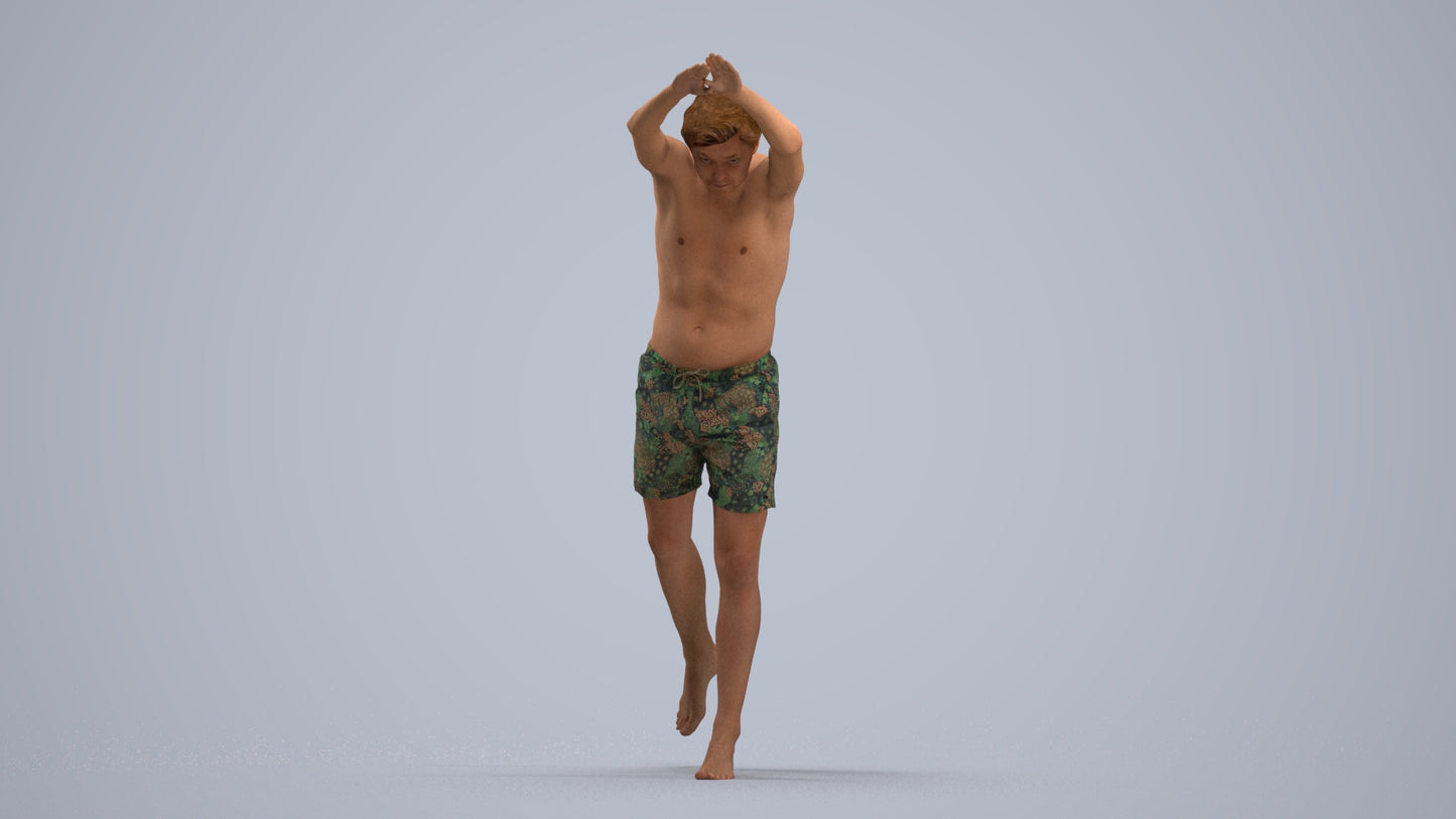 3D people model man pool, scanned human for 3ds Max rendering, standing pose render