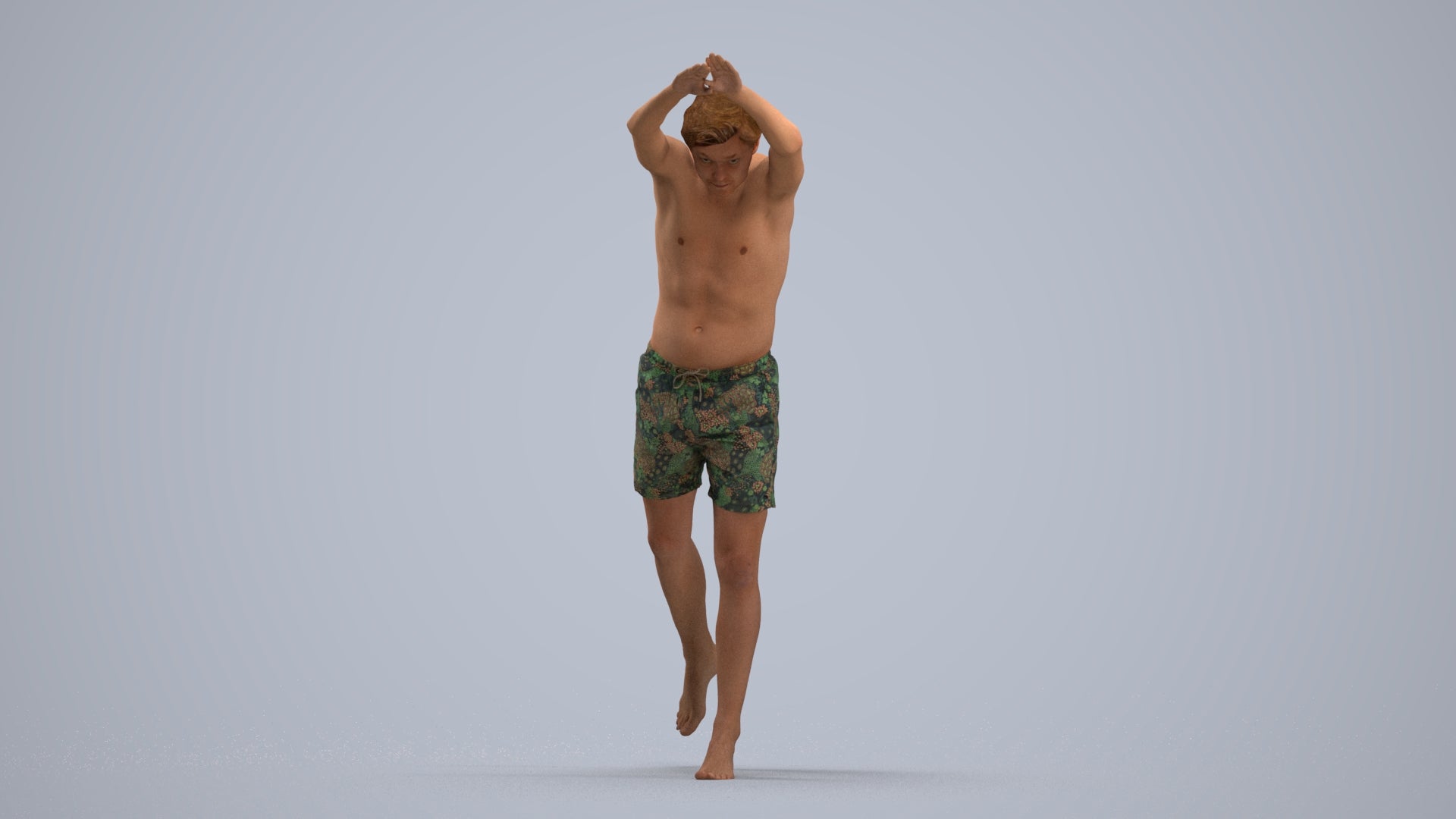 3D people model man pool, scanned human for 3ds Max rendering, standing pose render