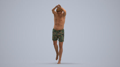 3D people model man pool, scanned human for 3ds Max rendering, standing pose render