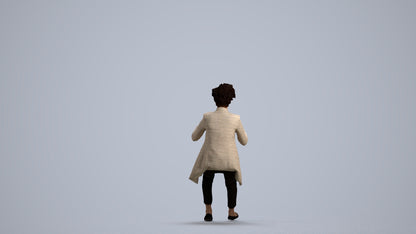 3D scanned woman sitting business, photorealistic archviz people for Enscape and SketchUp, front view render