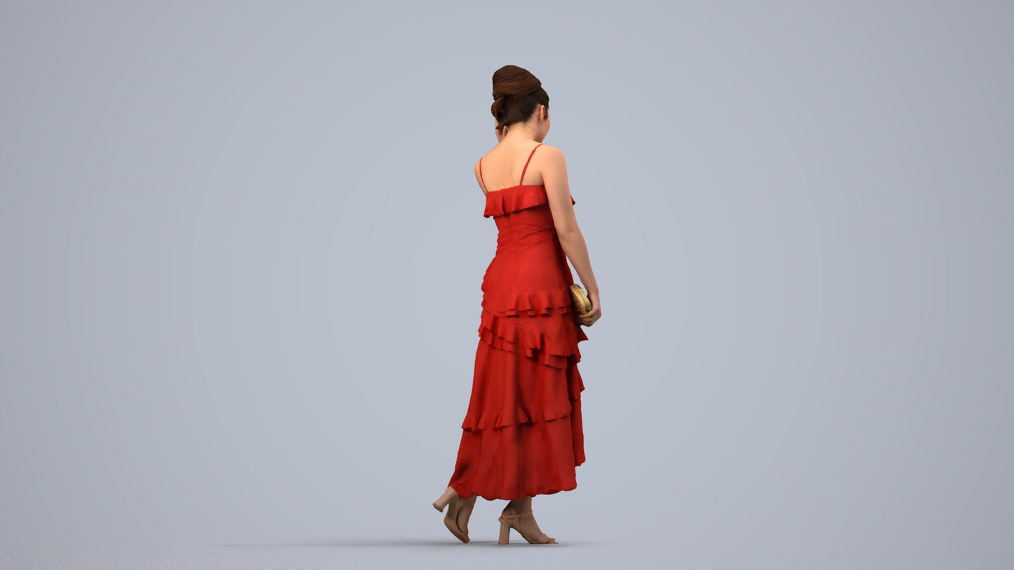 3D scanned woman formalaffairs formal, photorealistic archviz people for Enscape and SketchUp, side view render