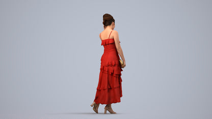 3D scanned woman formalaffairs formal, photorealistic archviz people for Enscape and SketchUp, side view render