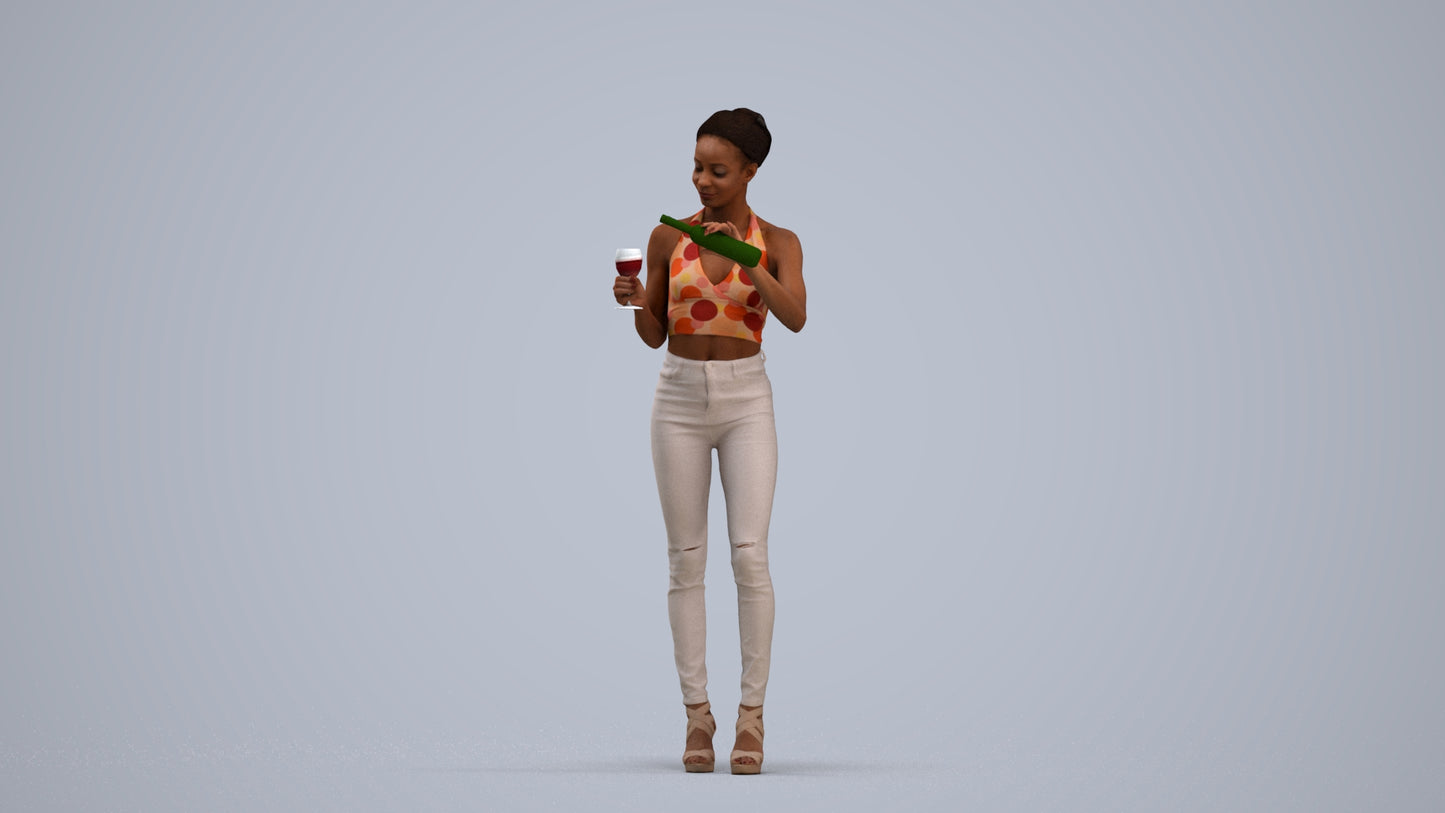realistic 3D woman casual standing, scanned archviz people for Blender and 3ds Max, standing pose render