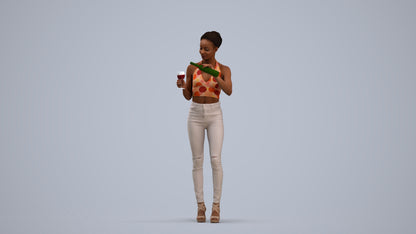 realistic 3D woman casual standing, scanned archviz people for Blender and 3ds Max, standing pose render