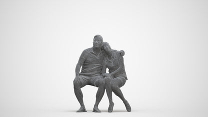 3D human model woman casual couple, photogrammetry scanned person for archviz, three-quarter front view render