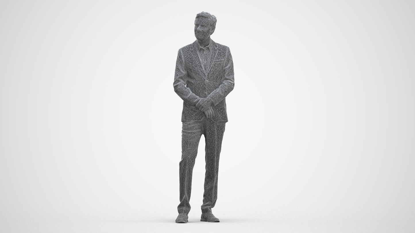 realistic 3D people man business, render-ready for V-Ray and Corona, FBX OBJ, three-quarter front view render
