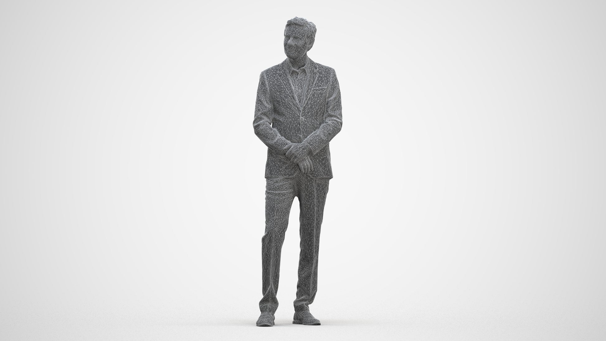 realistic 3D people man business, render-ready for V-Ray and Corona, FBX OBJ, three-quarter front view render