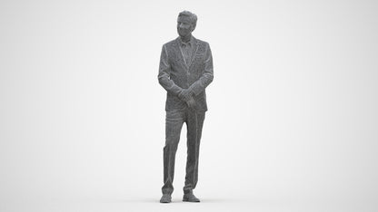realistic 3D people man business, render-ready for V-Ray and Corona, FBX OBJ, three-quarter front view render