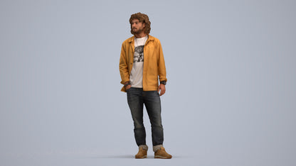 realistic 3D people man casual standing, render-ready for V-Ray and Corona, FBX OBJ, standing pose render