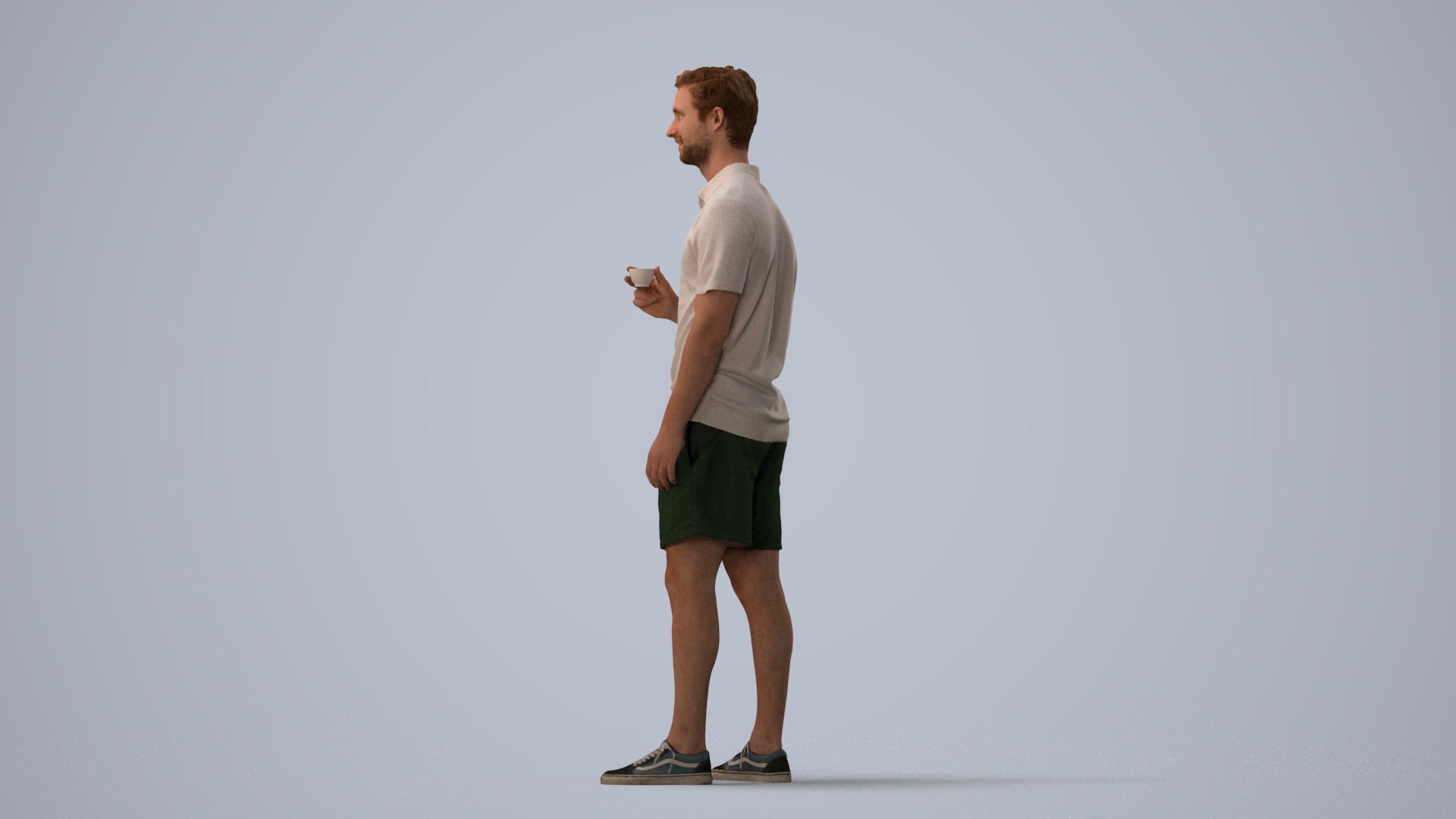 scanned 3D man casual standing, photogrammetry people for Enscape and V-Ray, three-quarter view render