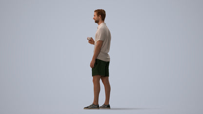 scanned 3D man casual standing, photogrammetry people for Enscape and V-Ray, three-quarter view render