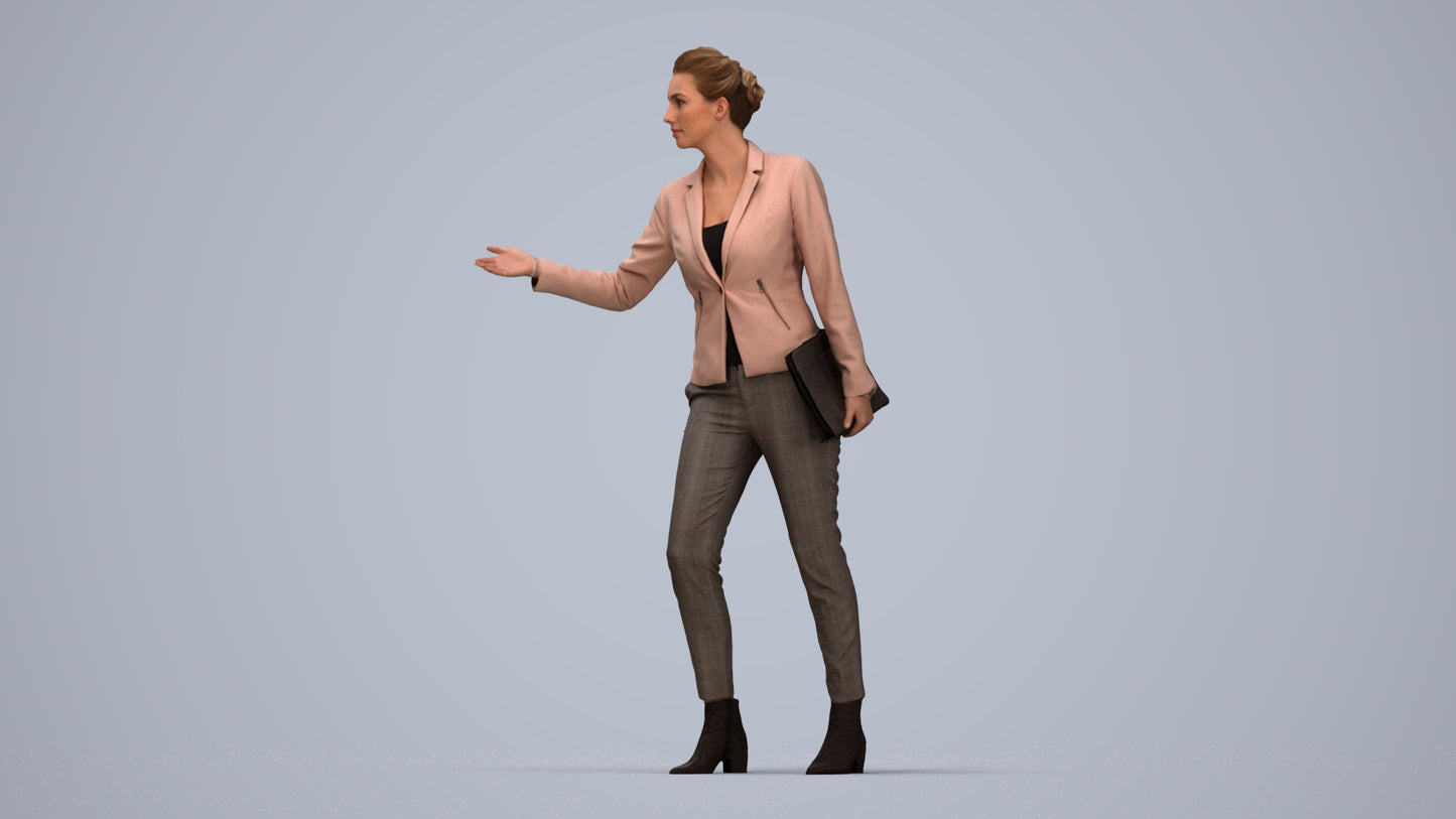 realistic 3D people woman business, render-ready for V-Ray and Corona, FBX OBJ, top-down view render