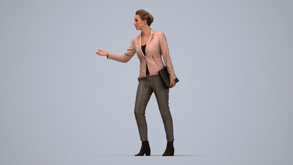 realistic 3D people woman business, render-ready for V-Ray and Corona, FBX OBJ, top-down view render