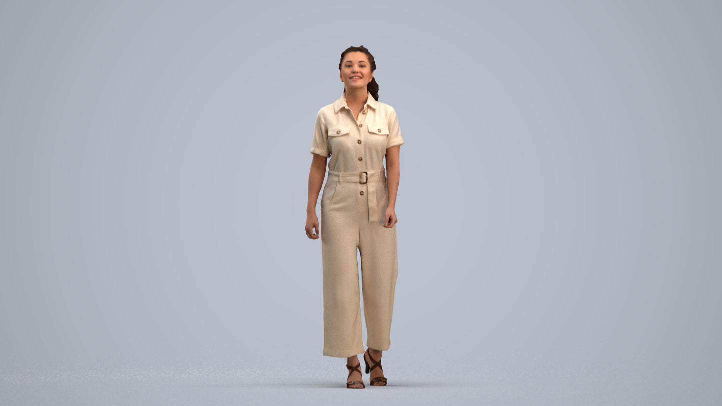3D people model woman casual walking, scanned human for 3ds Max rendering, standing pose render