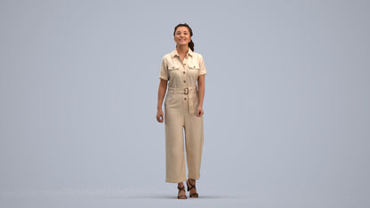 3D people model woman casual walking, scanned human for 3ds Max rendering, standing pose render