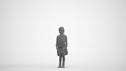 scanned 3D girl casual kids, photogrammetry people for Enscape and V-Ray, three-quarter front view render