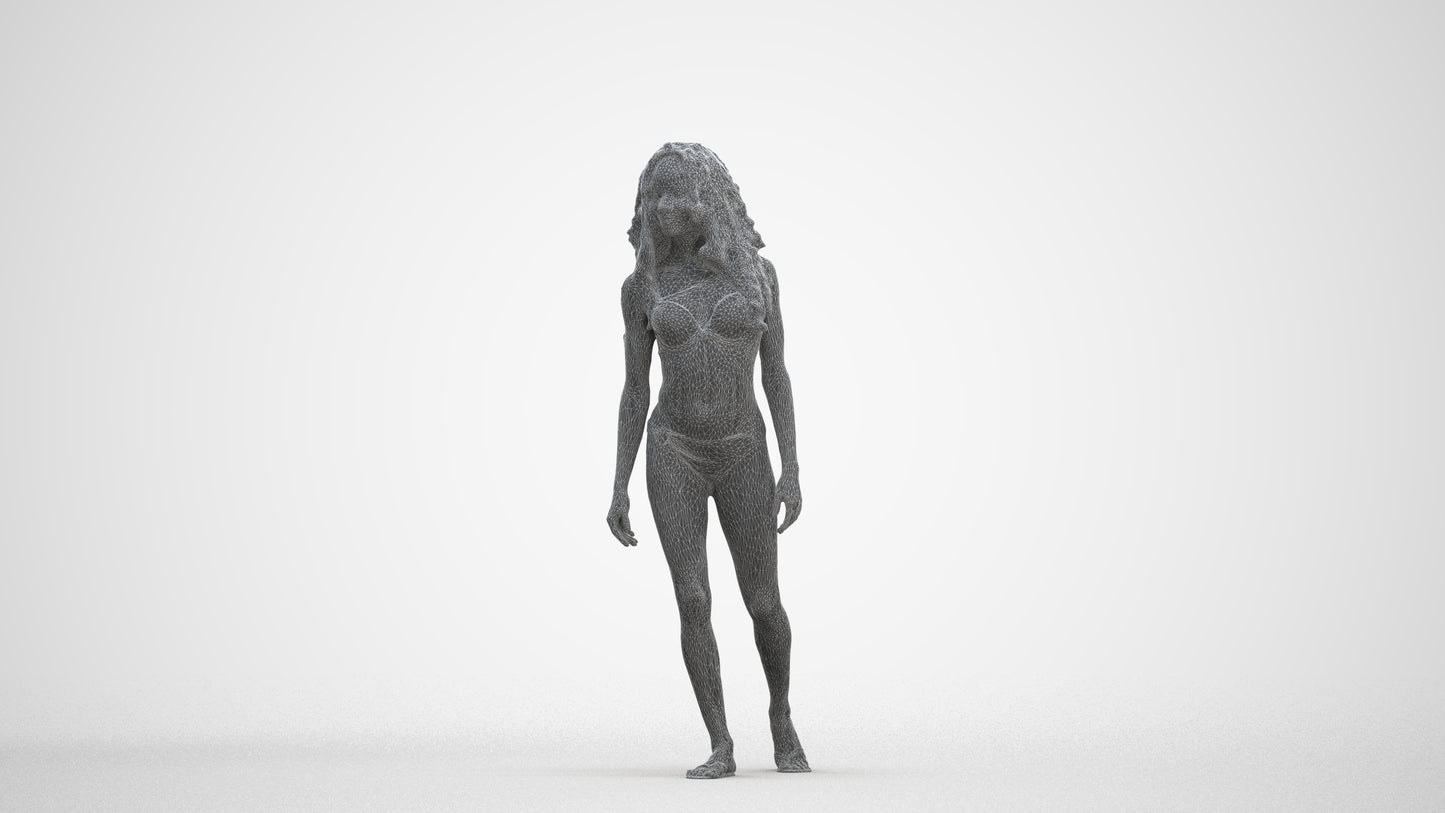scanned 3D woman pool, photogrammetry people for Enscape and V-Ray, three-quarter front view render