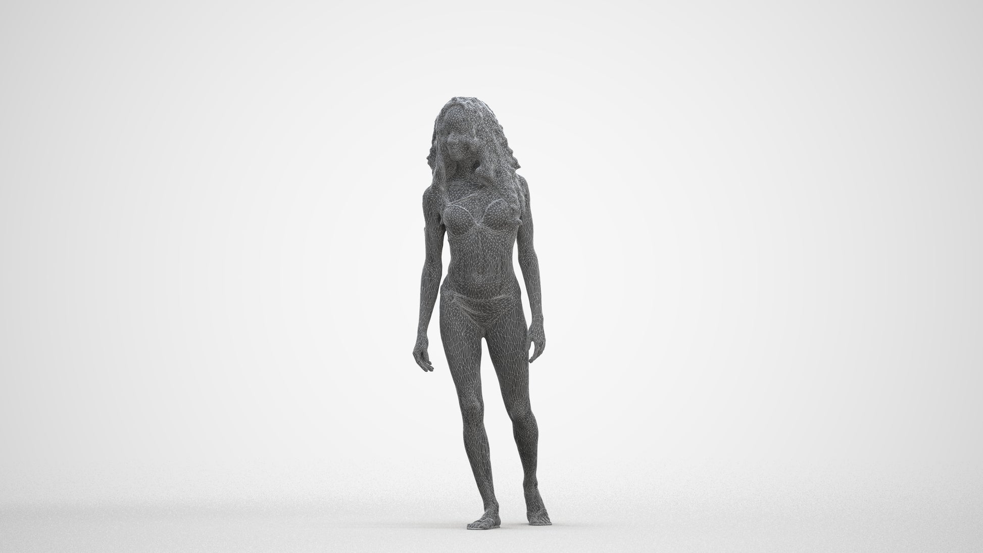 scanned 3D woman pool, photogrammetry people for Enscape and V-Ray, three-quarter front view render
