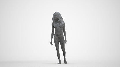 scanned 3D woman pool, photogrammetry people for Enscape and V-Ray, three-quarter front view render