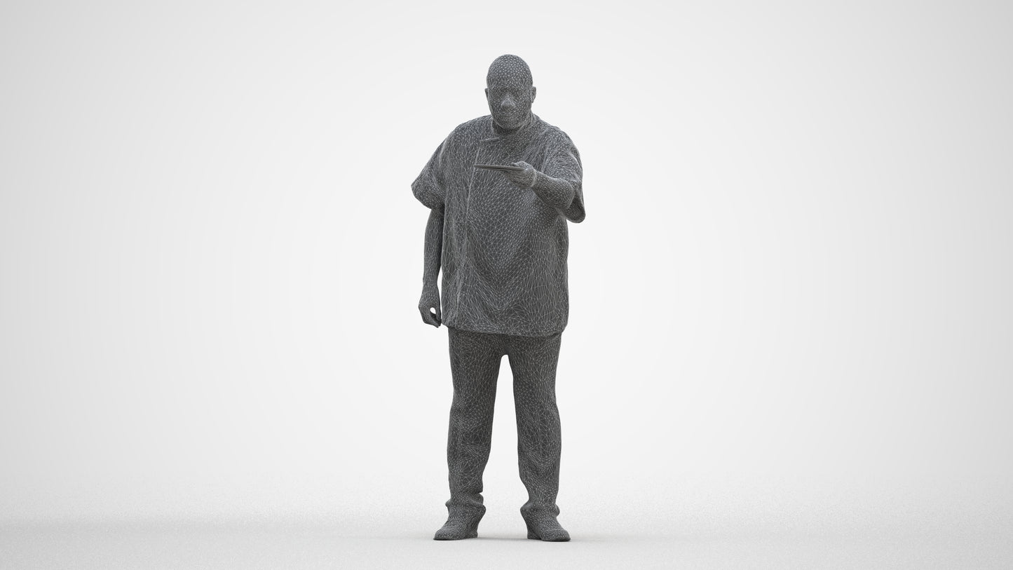 scanned 3D man hospitality, photogrammetry people for Enscape and V-Ray, three-quarter front view render