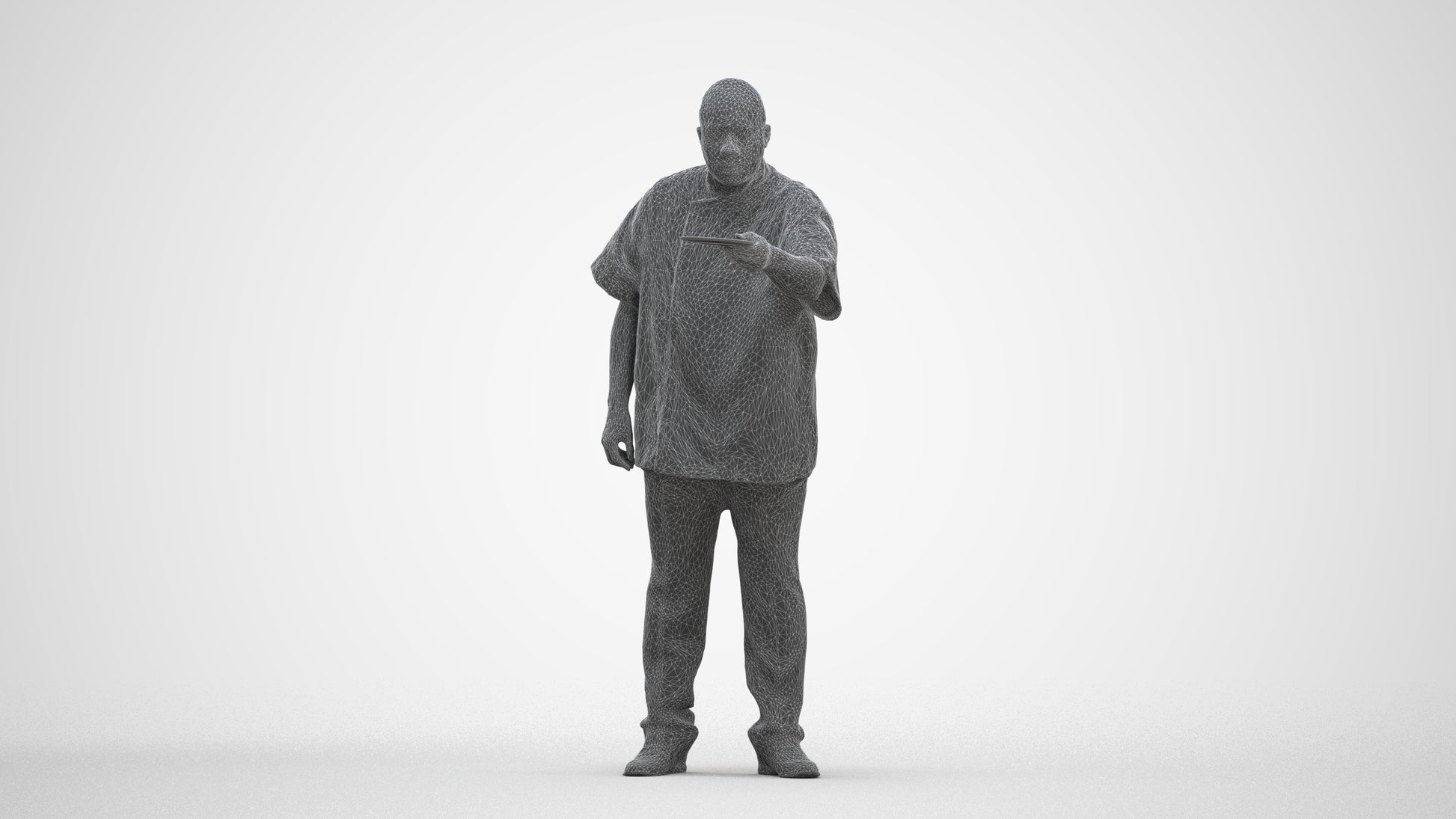 scanned 3D man hospitality, photogrammetry people for Enscape and V-Ray, three-quarter front view render