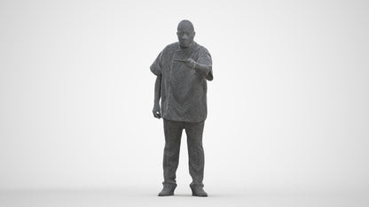 scanned 3D man hospitality, photogrammetry people for Enscape and V-Ray, three-quarter front view render