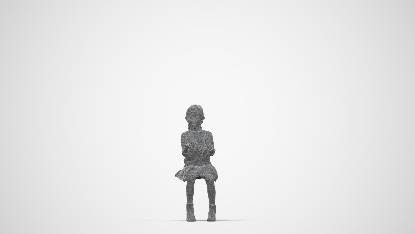 3D people model girl casual kids, scanned human for 3ds Max rendering, wireframe back view