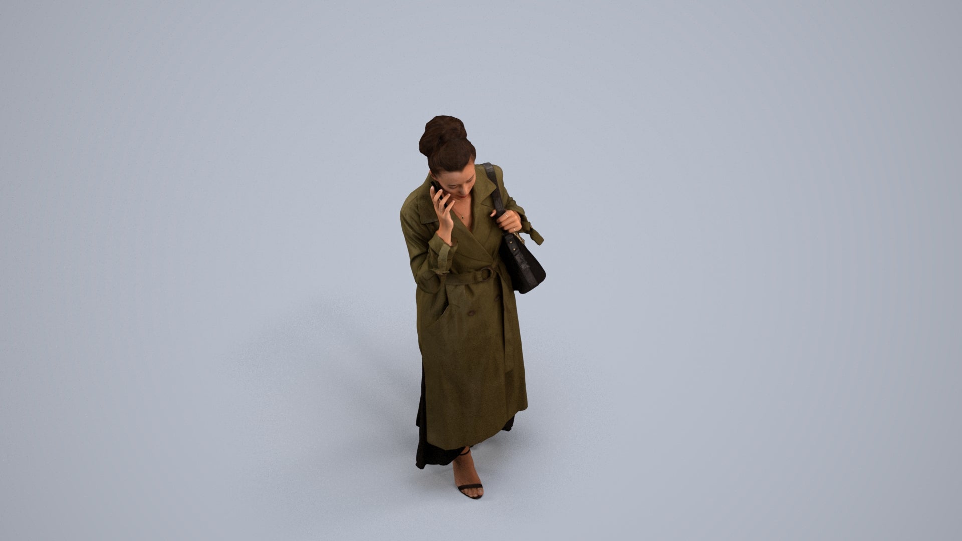scanned 3D woman business standing, photogrammetry people for Enscape and V-Ray, back view render