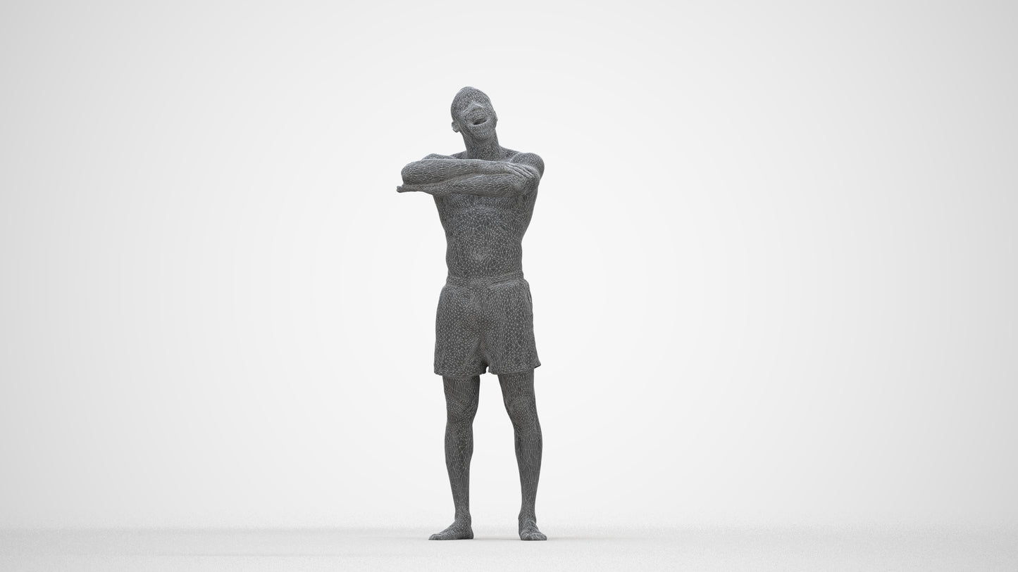 realistic 3D people man pool, render-ready for V-Ray and Corona, FBX OBJ, wireframe back view