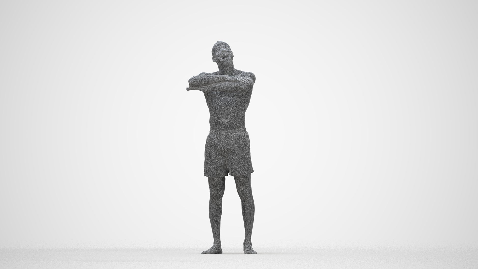 realistic 3D people man pool, render-ready for V-Ray and Corona, FBX OBJ, wireframe back view