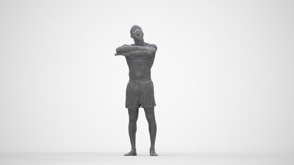 realistic 3D people man pool, render-ready for V-Ray and Corona, FBX OBJ, wireframe back view