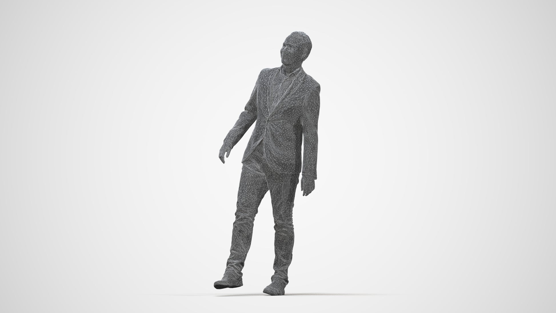 realistic 3D people man business, render-ready for V-Ray and Corona, FBX OBJ, wireframe back view