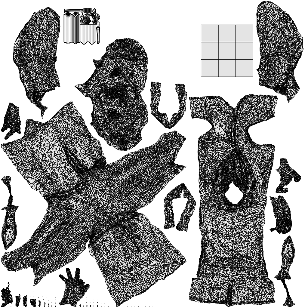 scanned 3D woman hospitality, photogrammetry people for Enscape and V-Ray, wireframe top-down view