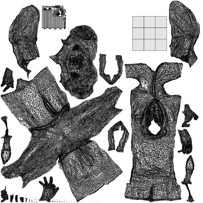 scanned 3D woman hospitality, photogrammetry people for Enscape and V-Ray, wireframe top-down view